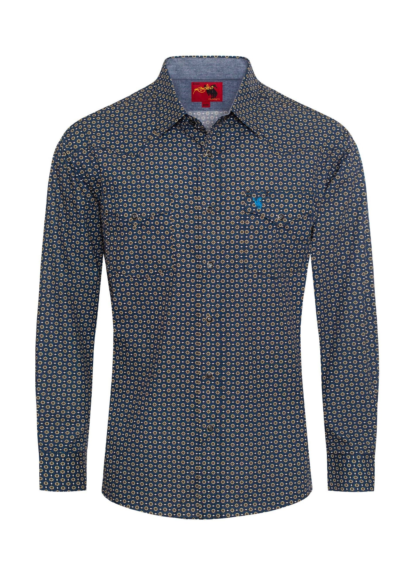 Men’s Western Shirt – Navy Geo Print