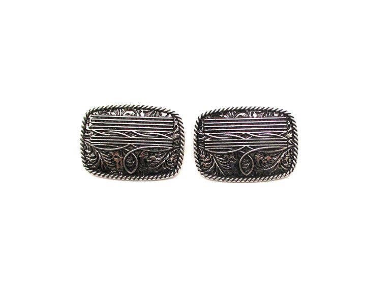 Rectangle boot stitch earrings with western cowgirl design detailing