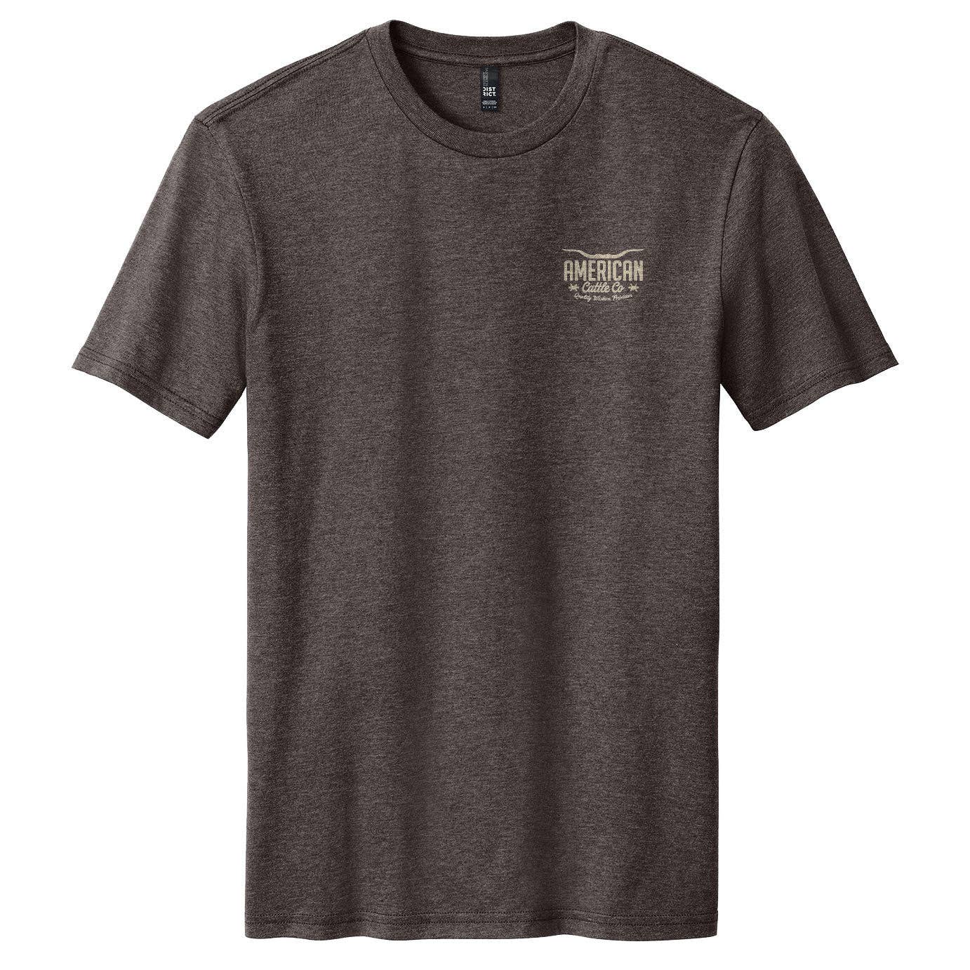 Anchor Bull tee by American Cattle Co front view in heather navy with left chest logo