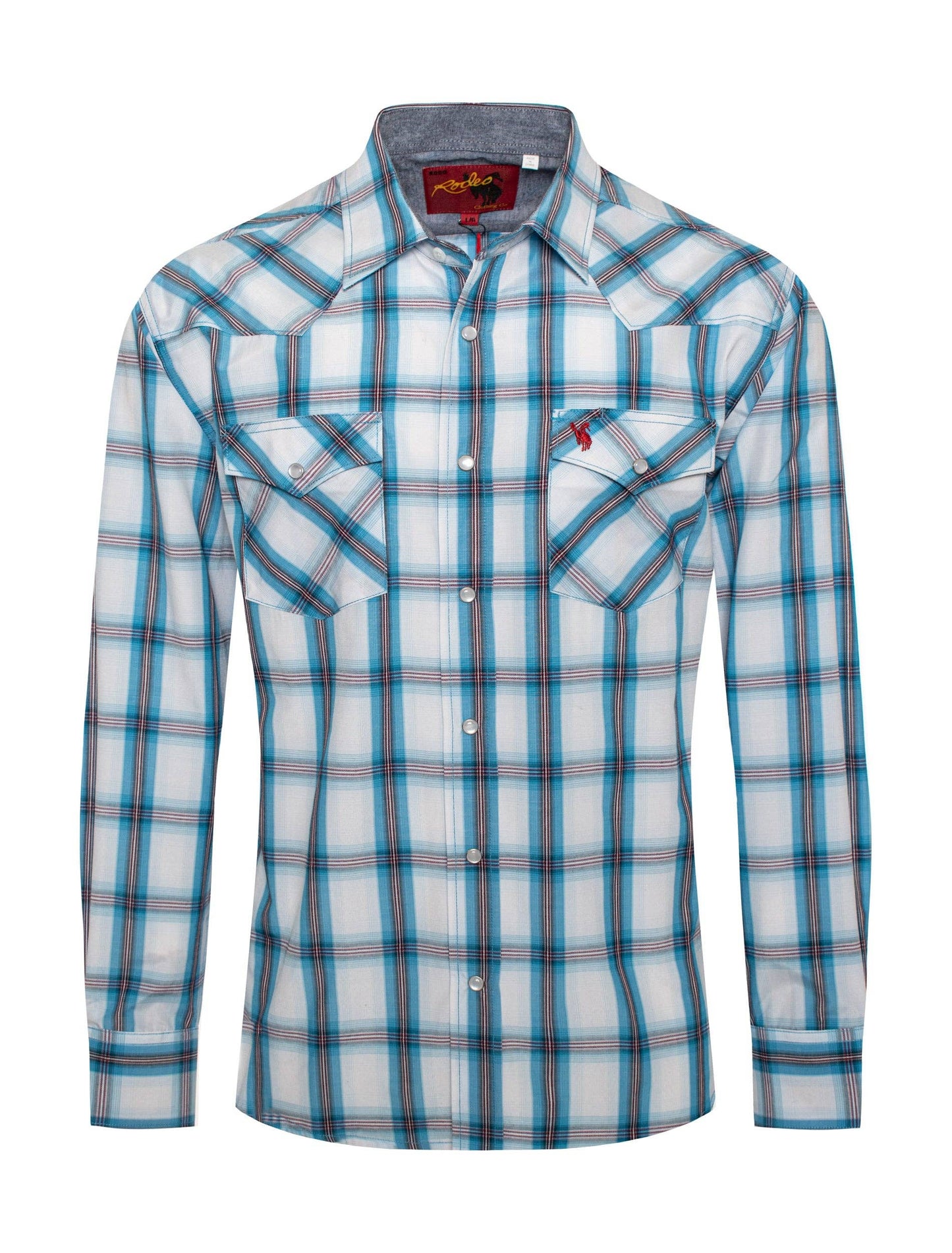 Men’s Western Shirt – Blue Plaid - Rodeo Clothing