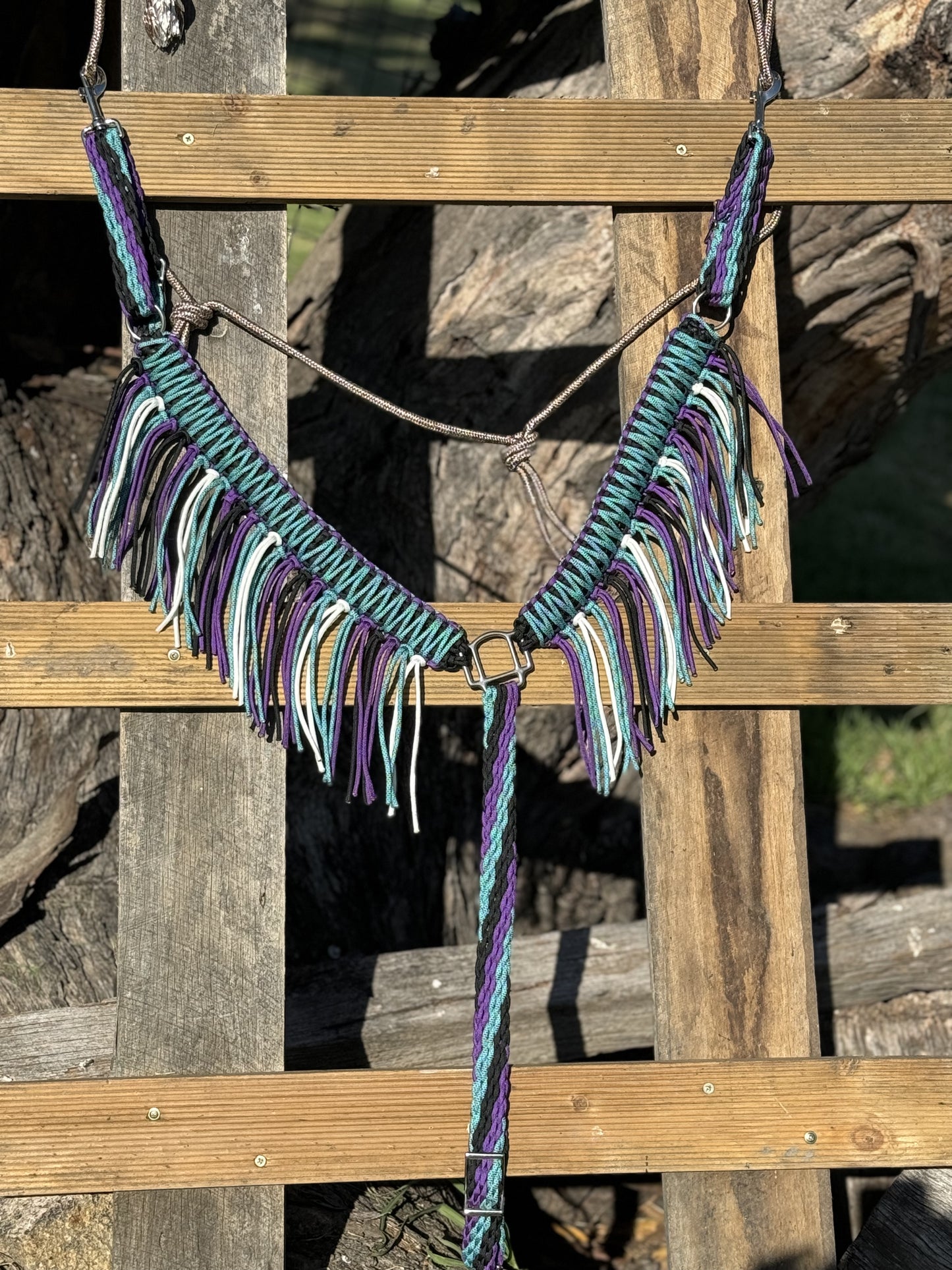 Aquamarine Fringe Breast Collar by bar3H Equine – Custom Western Tack Australia