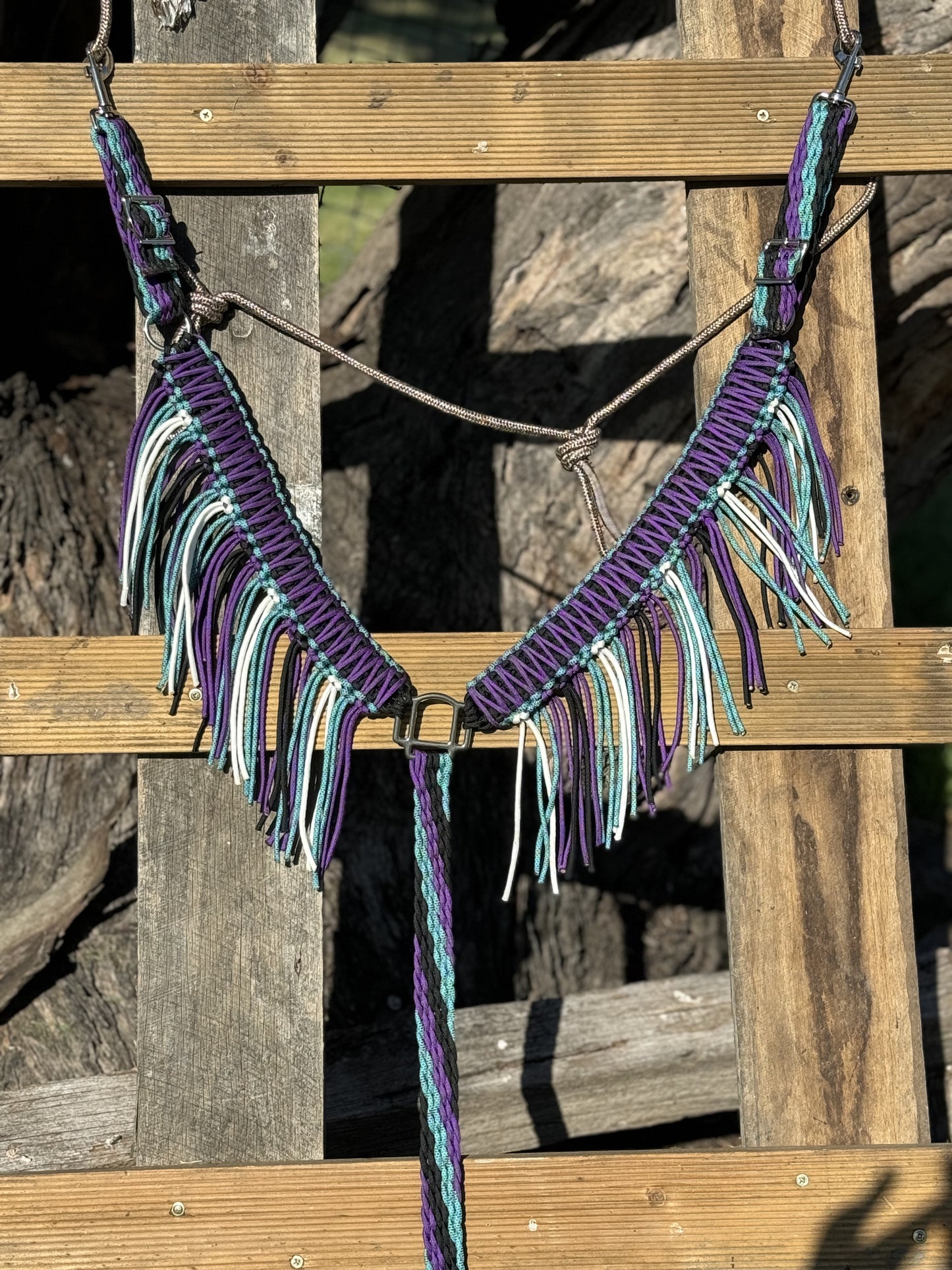 Aquamarine Fringe Breast Collar by bar3H Equine – Custom Western Tack Australia