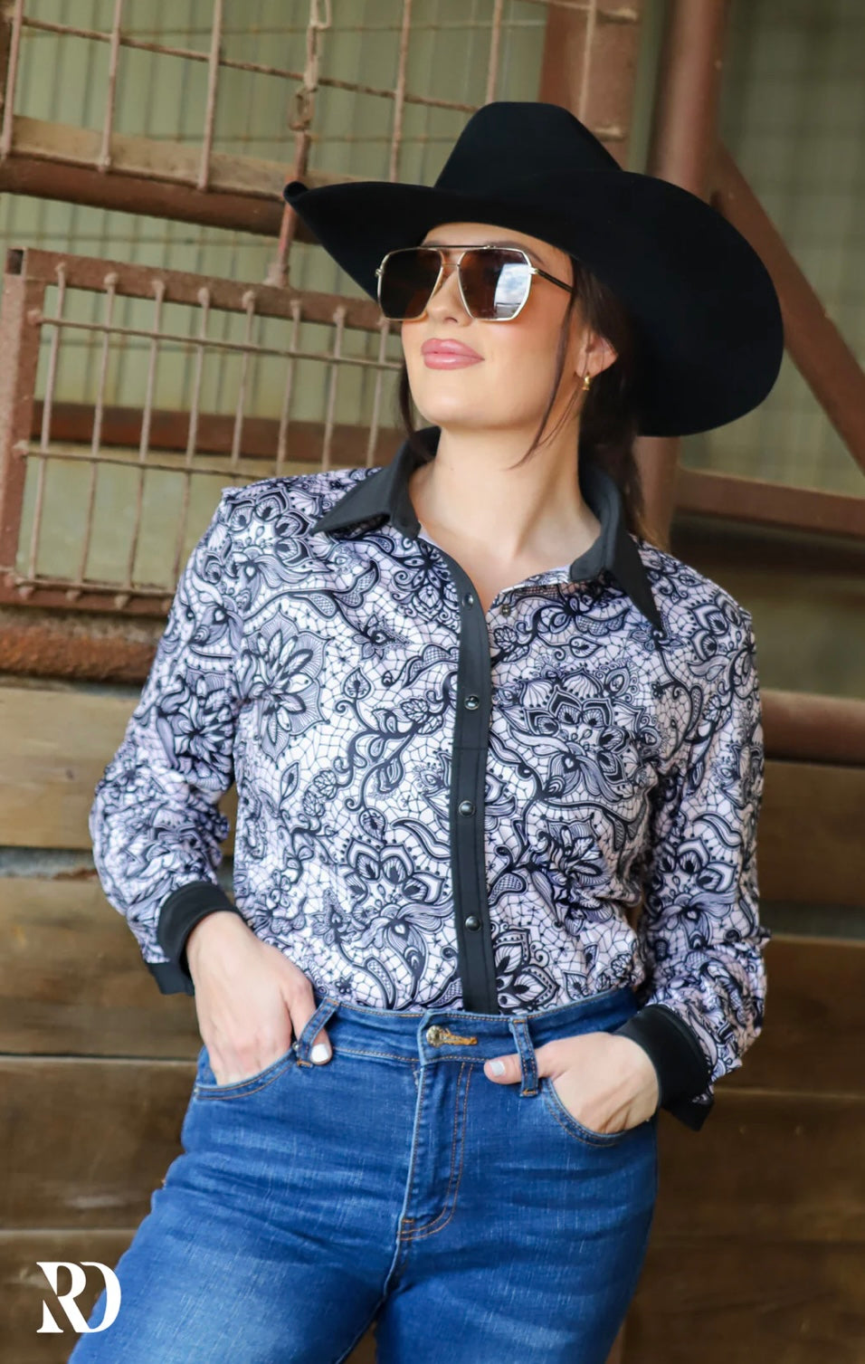 Black Lace Performance Rodeo Shirt