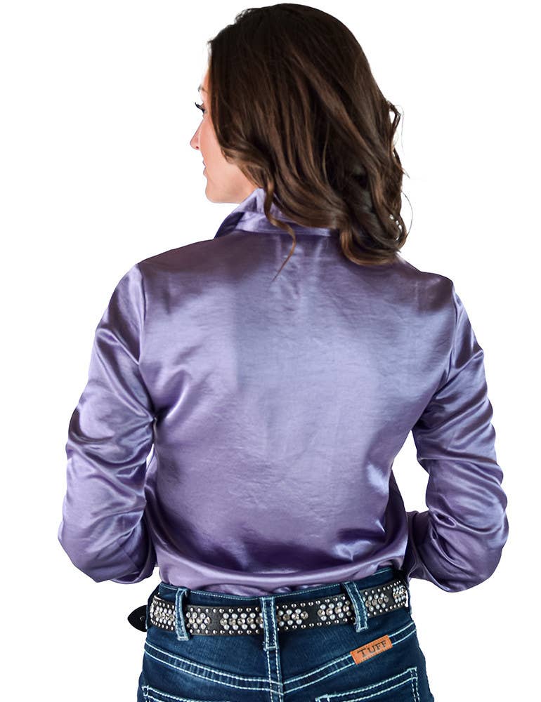 Lilac Soft Satin Pullover Button Up Medium Weight & Stretch