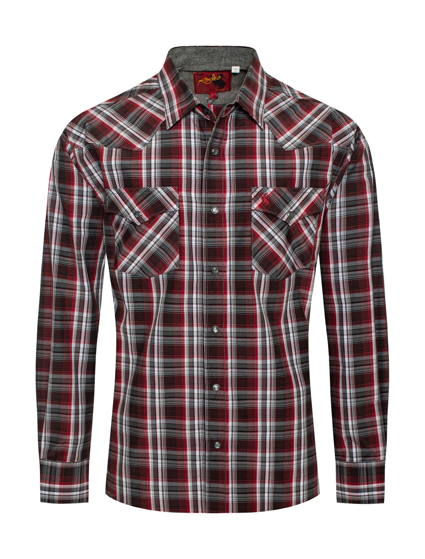 Men's Western Long Sleeve Plaid Shirts With Snap Buttons