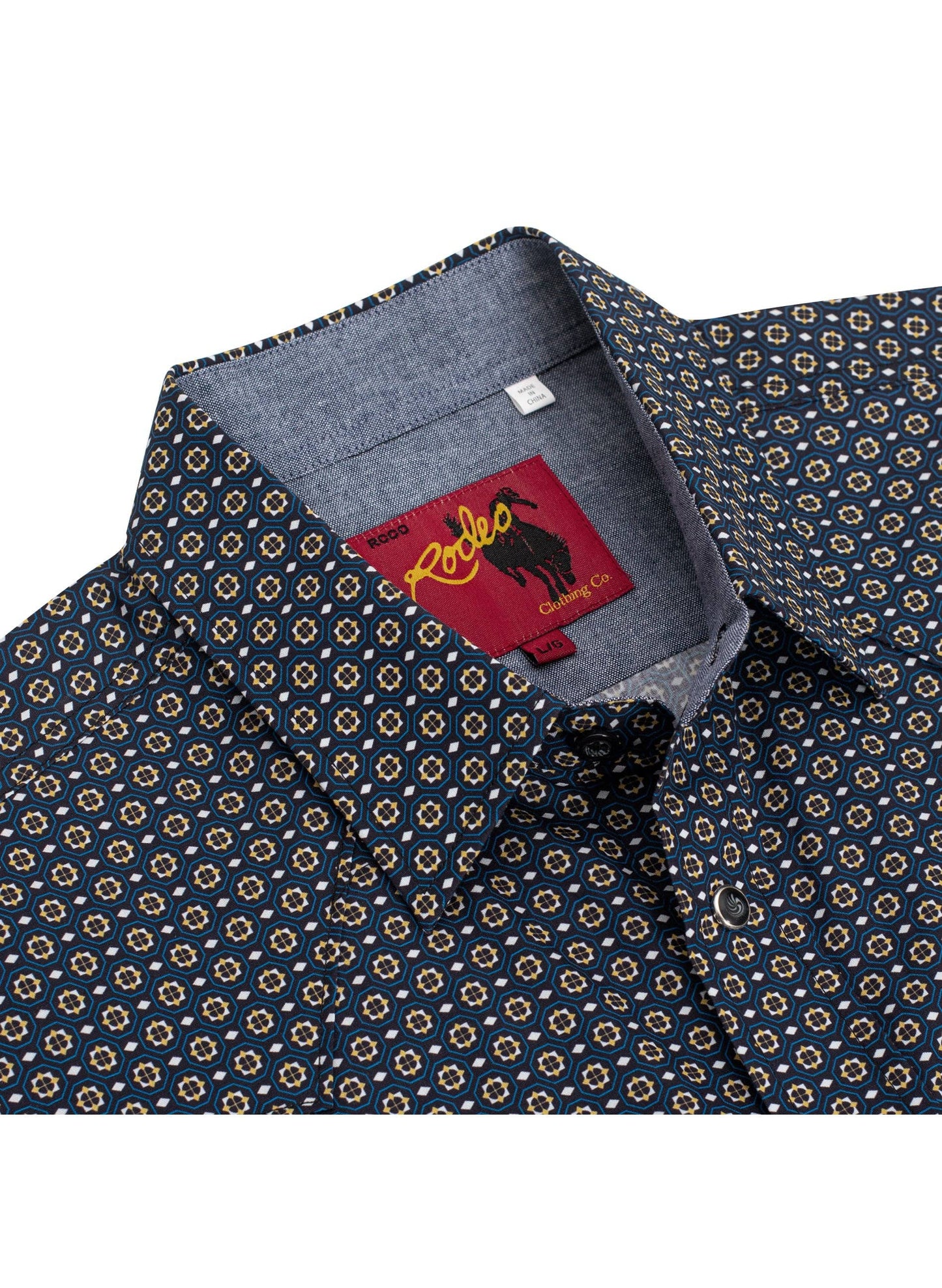 Men’s Western Shirt – Navy Geo Print