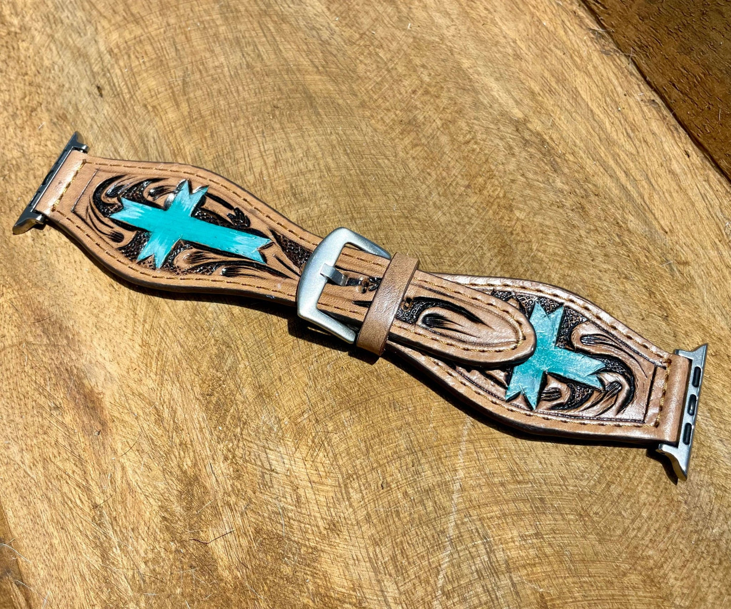 Apple Leather Watch band 45mm by bar3H Equine – Custom Western Tack Australia