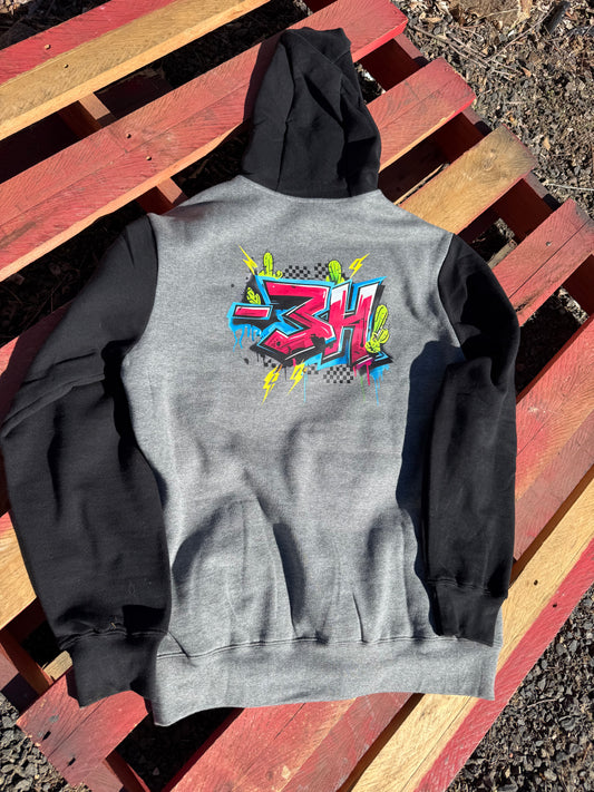 -3H Charcoal / Black Hoodie