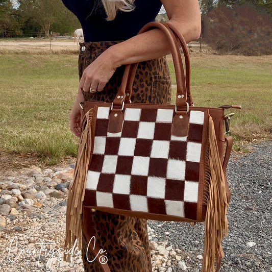 Canyon Check Cowhide Purse