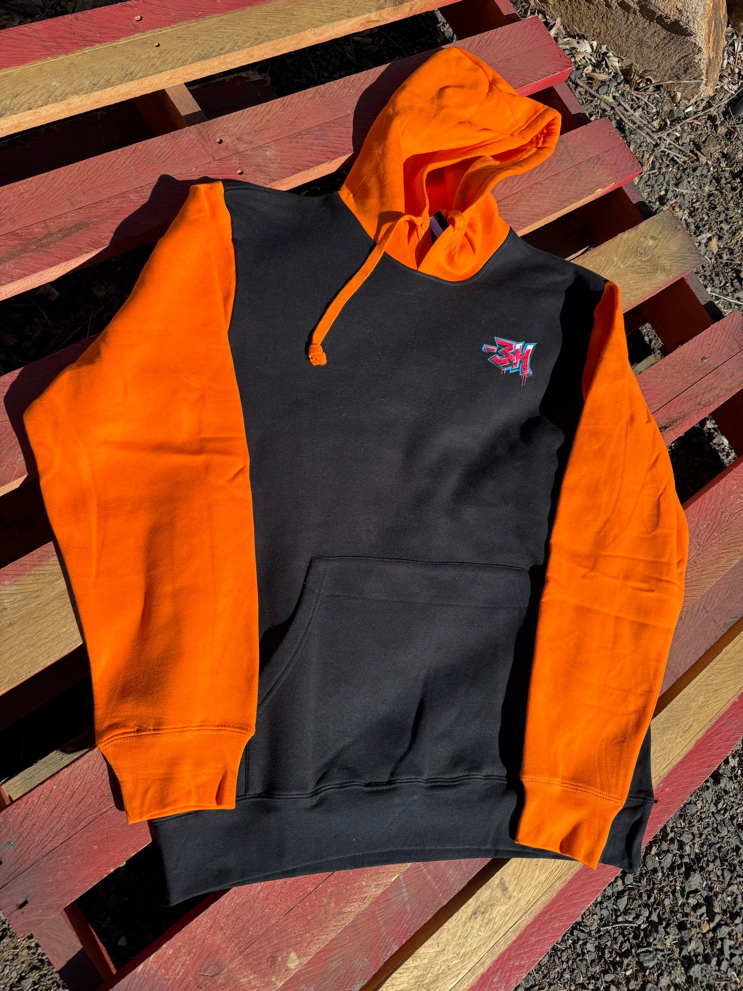 -3H Black / Electric Orange Hoodie
