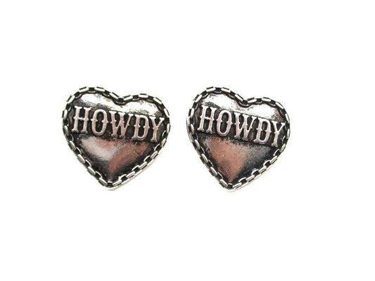 Western Heart Howdy Engraved Post Earring