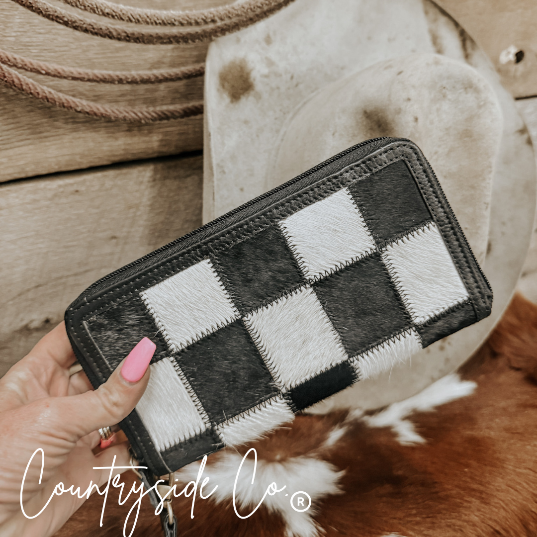 Genuine cowhide wallet with zip closure