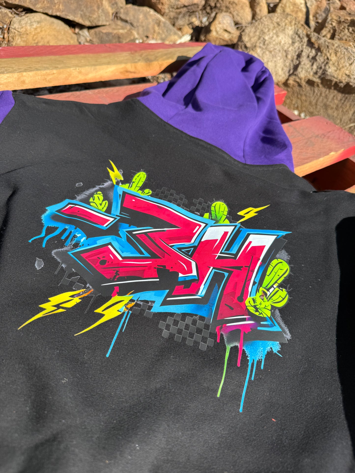 -3H Black / Electric Purple Hoodie