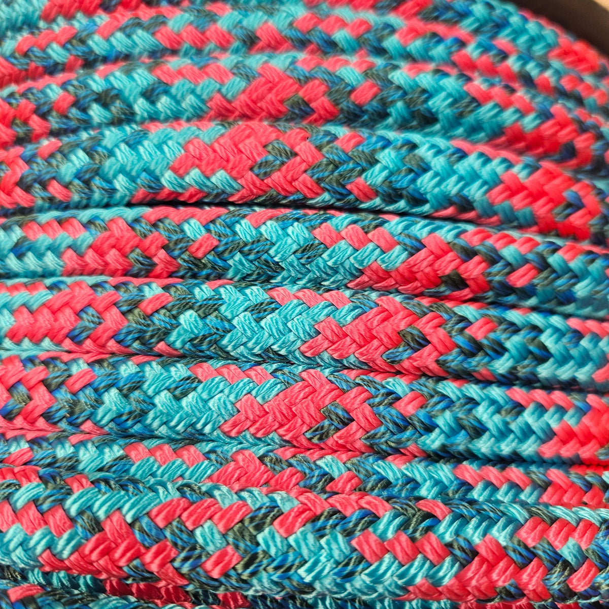 Appaloosa Aqua Mottled Blue Green Pink 14mm rope colour example for western split reins – Bar3H Equine
