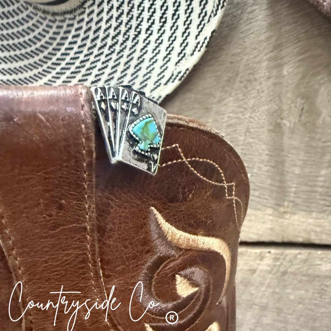 Gambler Earrings with Turquoise Accents