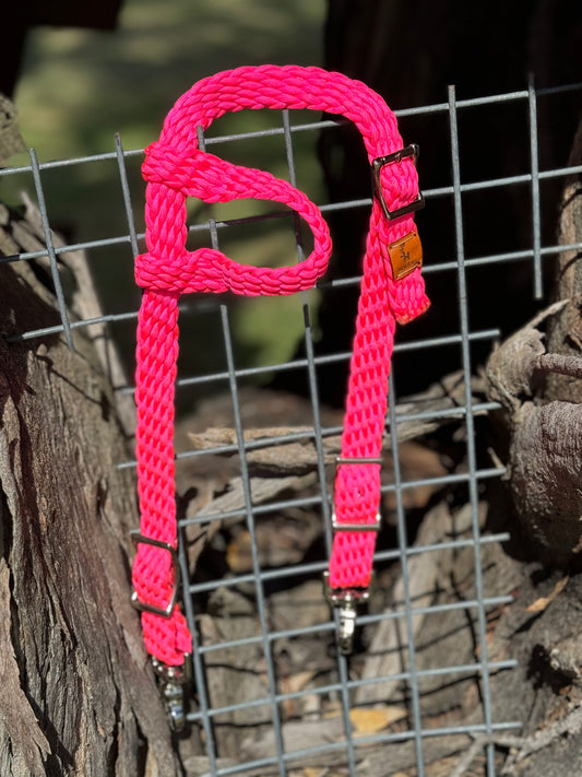 Hot Pink Braided One Ear Bridle