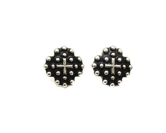 Western Small Cross Bubble Post Earring
