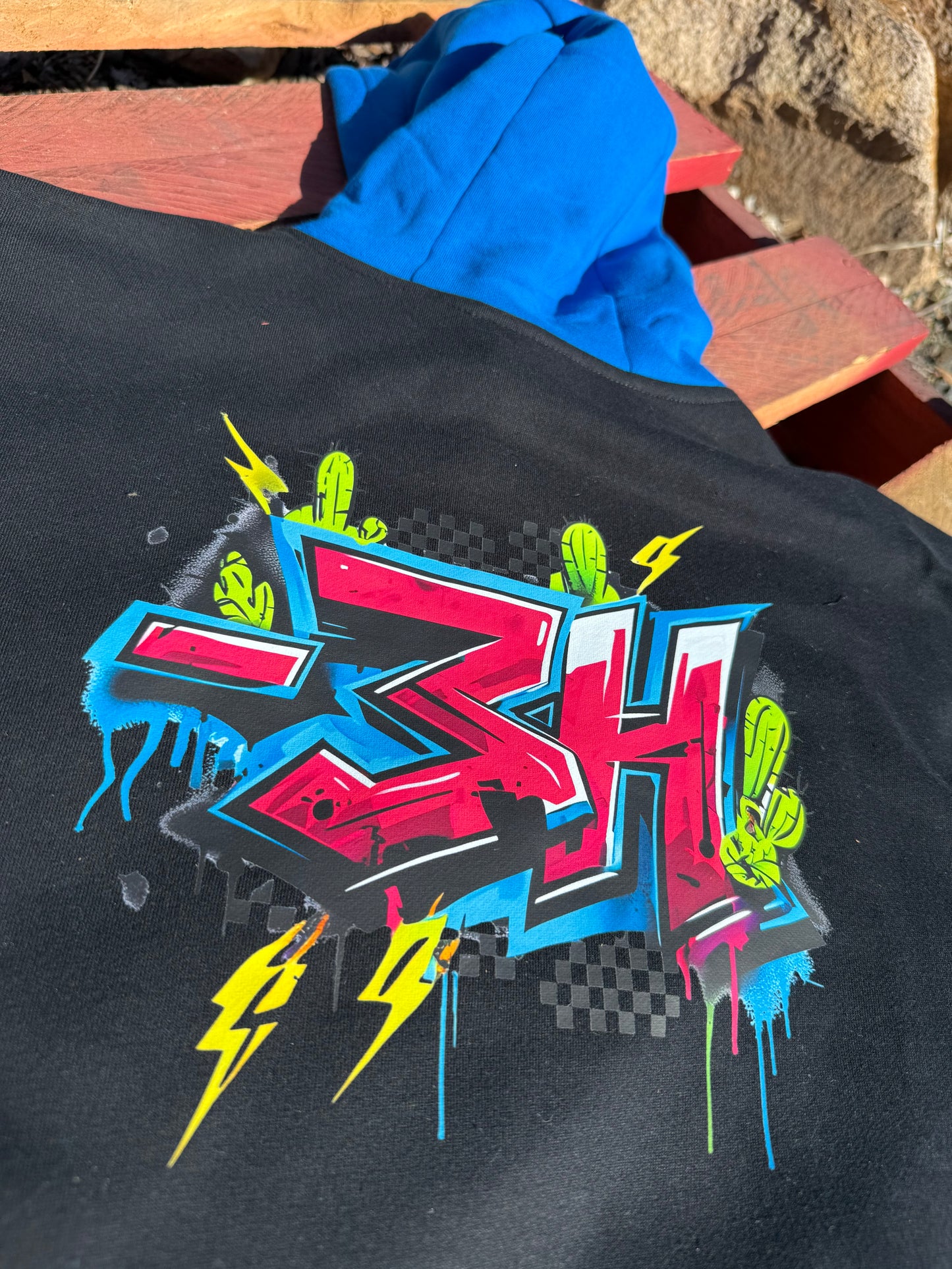 -3H Black / Electric Royal Hoodie