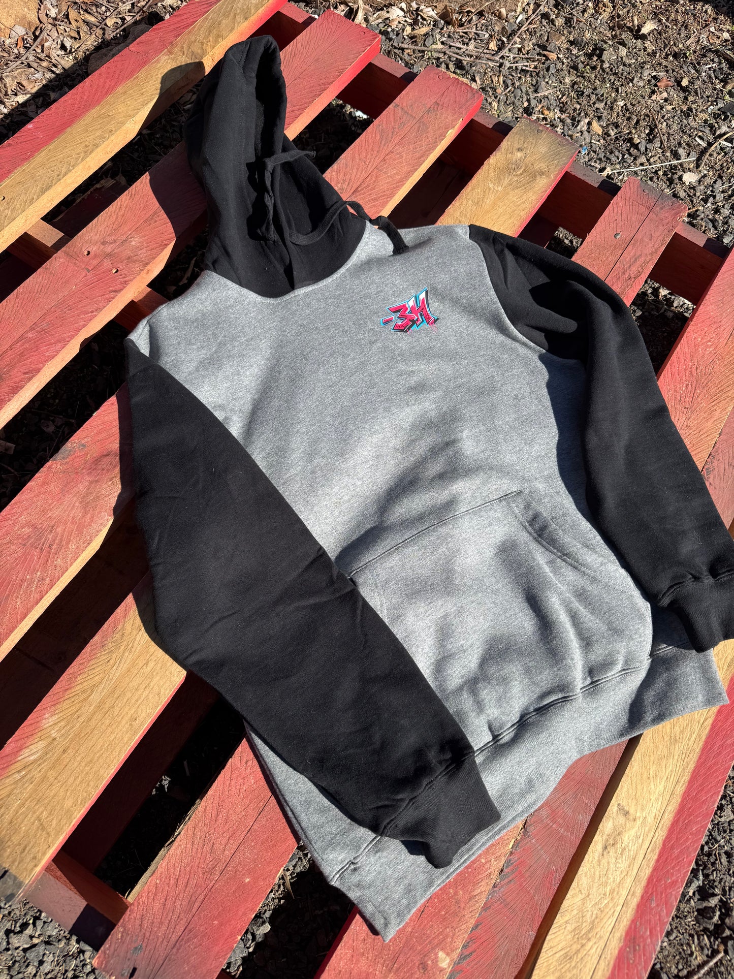 -3H Charcoal / Black Hoodie