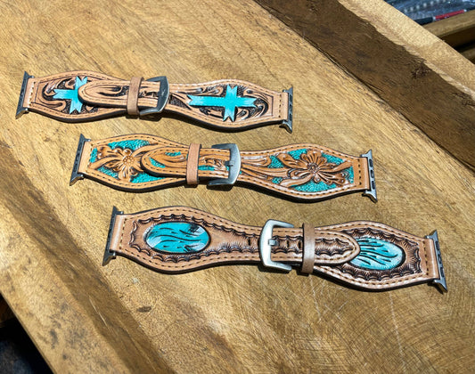 45mm Apple Watch band Tooled Leather