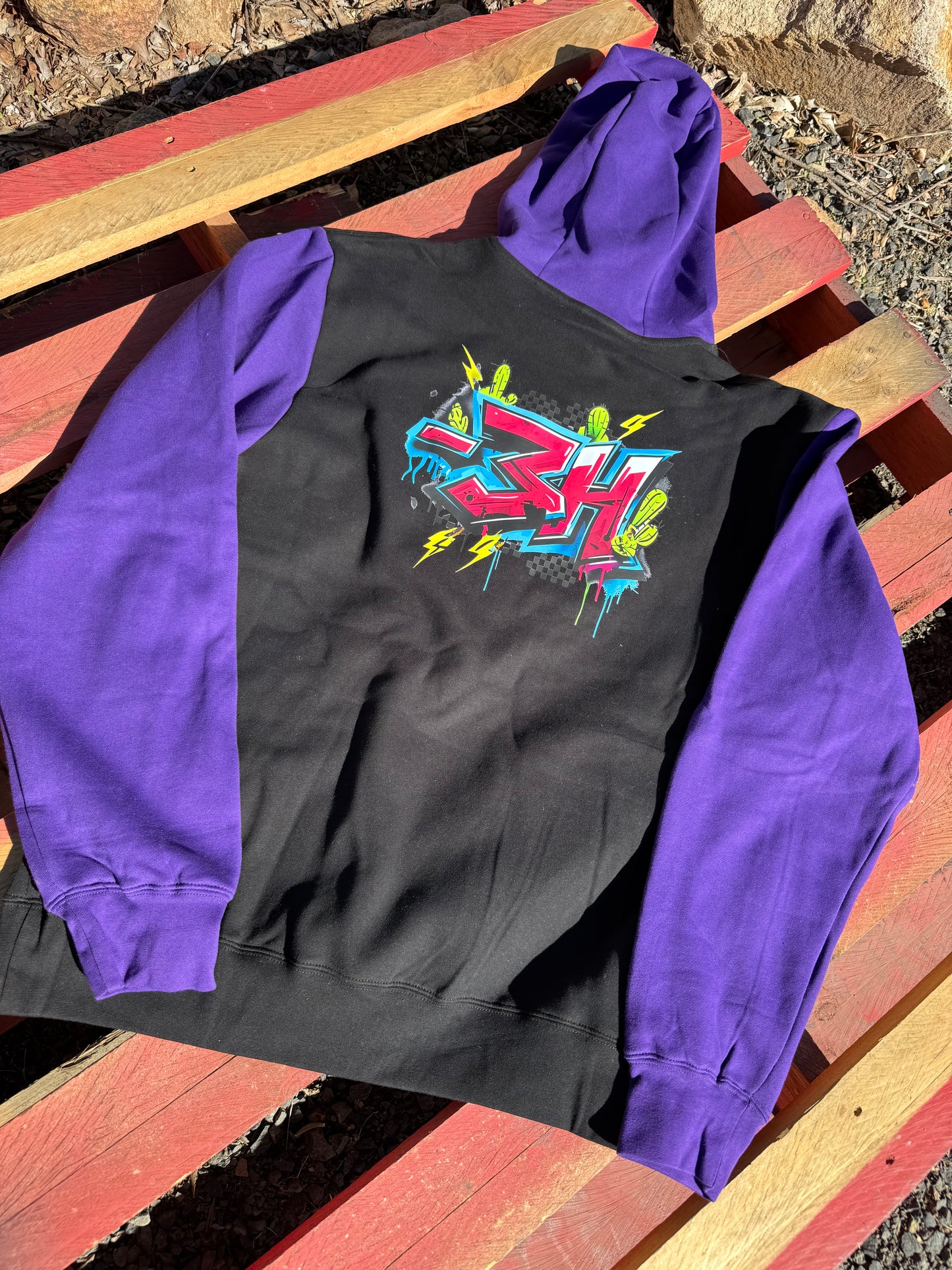 -3H Black / Electric Purple Hoodie