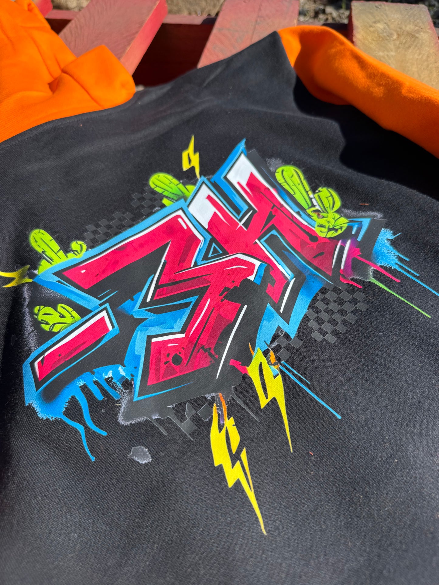 -3H Black / Electric Orange Hoodie