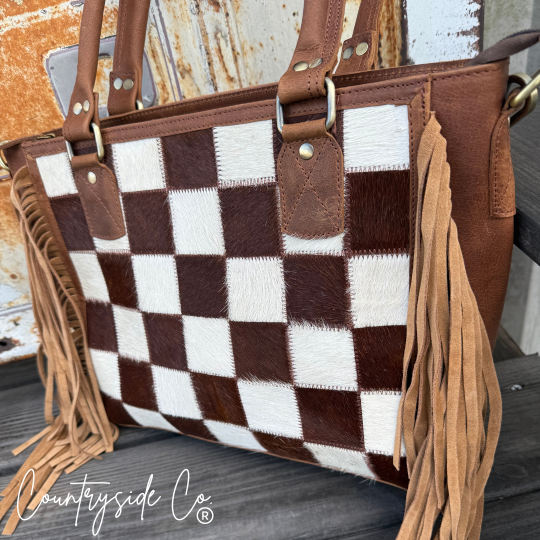 Canyon Check Cowhide Purse