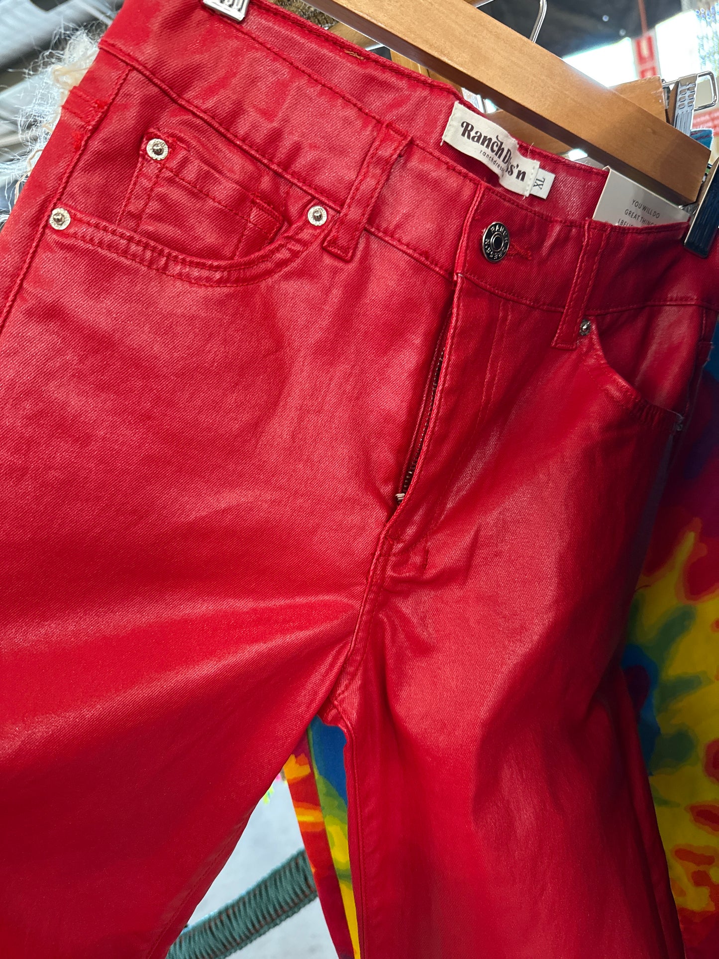 Youth Red Faux Leather Jeans - Ranch Dress’n