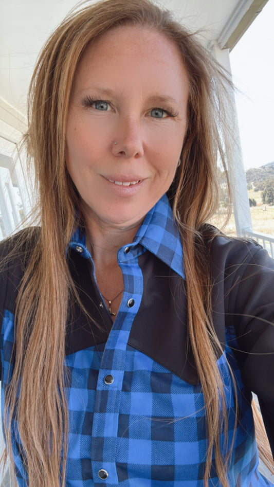 PREORDER: Blue Buffalo Plaid Arena Shirt – Limited ABHA Finals Edition | bar3H Equine