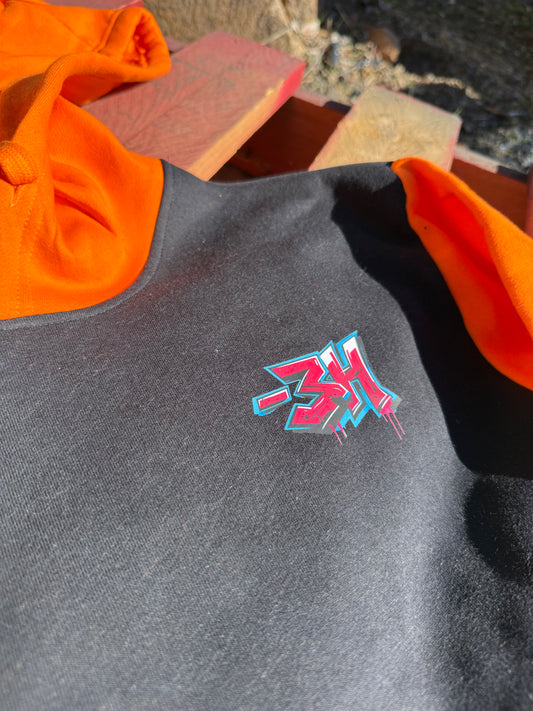 -3H Black / Electric Orange Hoodie