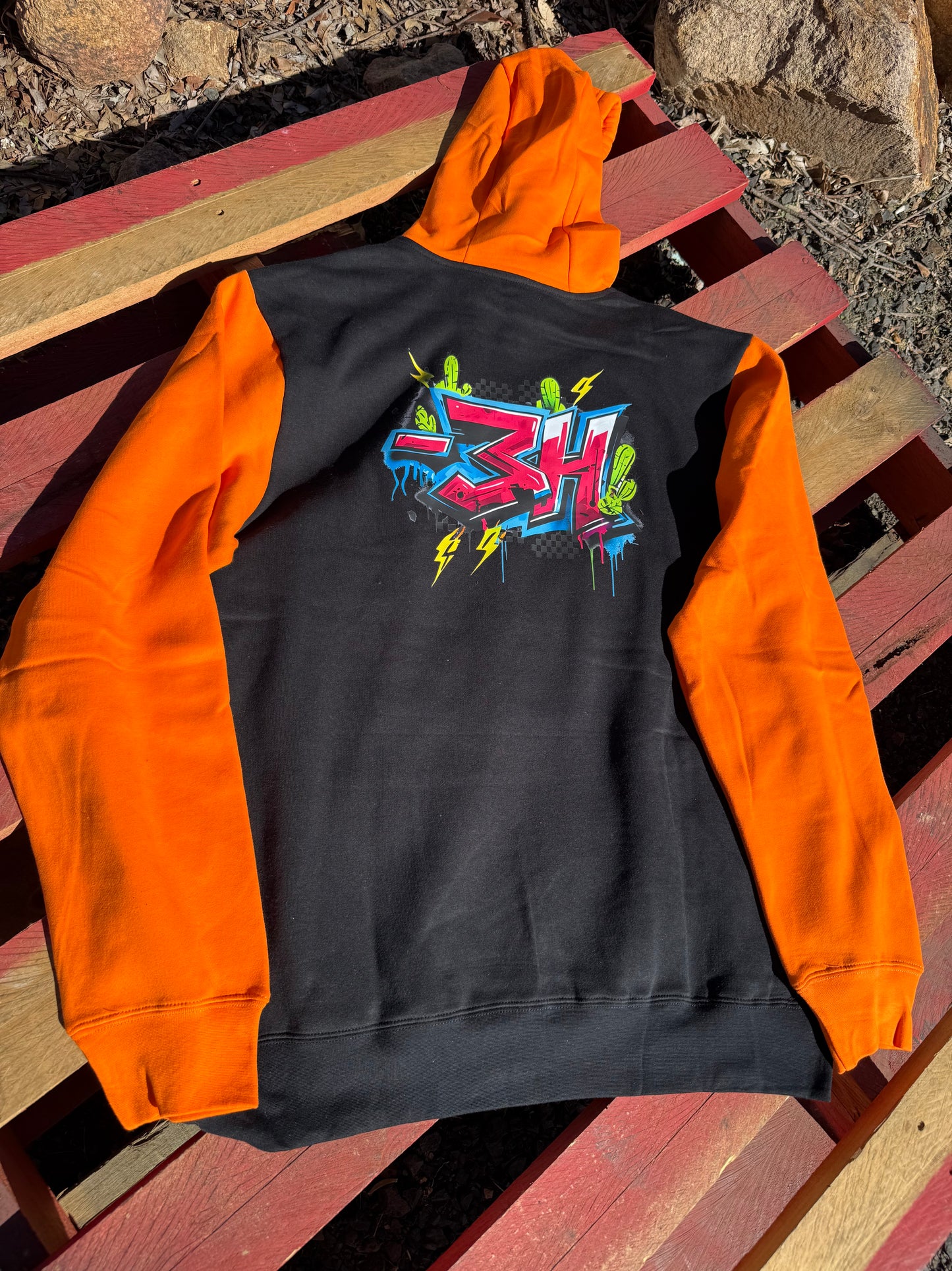 -3H Black / Electric Orange Hoodie