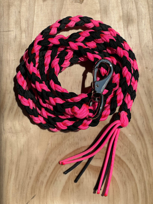 Hot Pink & Black Braided Lead Rope