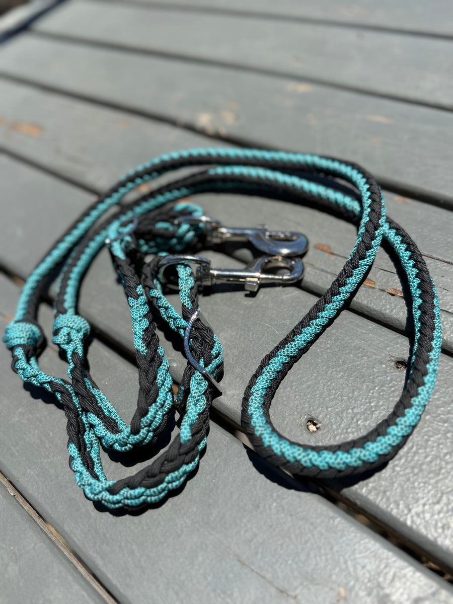 Rênes de baril occidental tressé en poly nylon turquoise 607241 Rênes de baril occidental tressé en poly nylon turquoise 607241