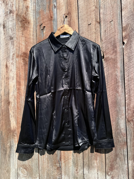 Satin Performance Rodeo Shirt - Black