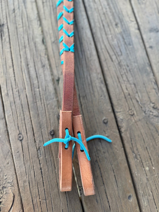Herman Oak Leather Reins – Tan with Custom Kangaroo Lacing