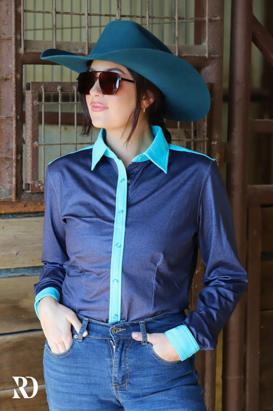Turquoise and Denim Rodeo Shirt