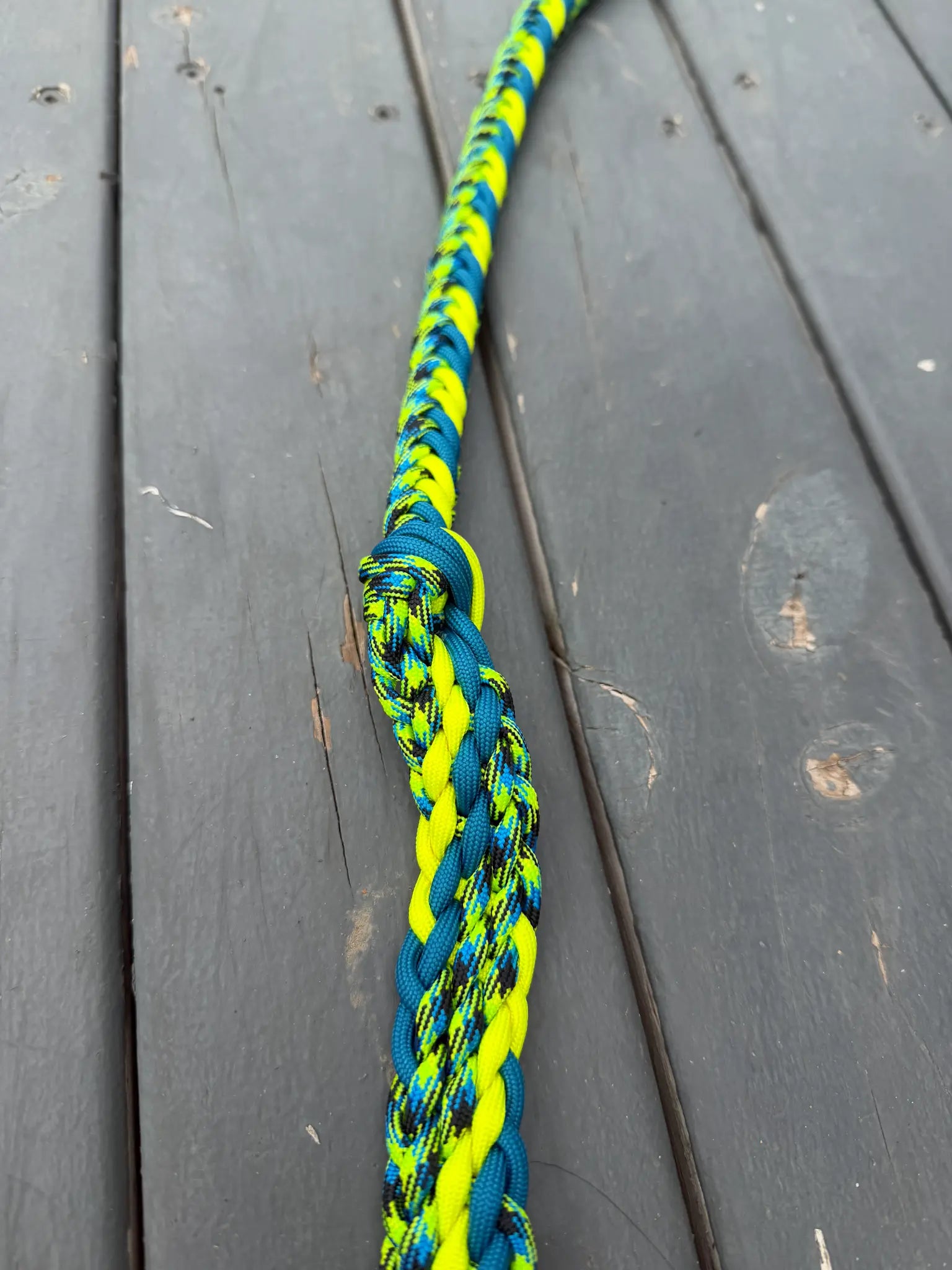 Neon lime teal and blue camo handmade -3H stabiliser reins for barrel racing, ready to ship