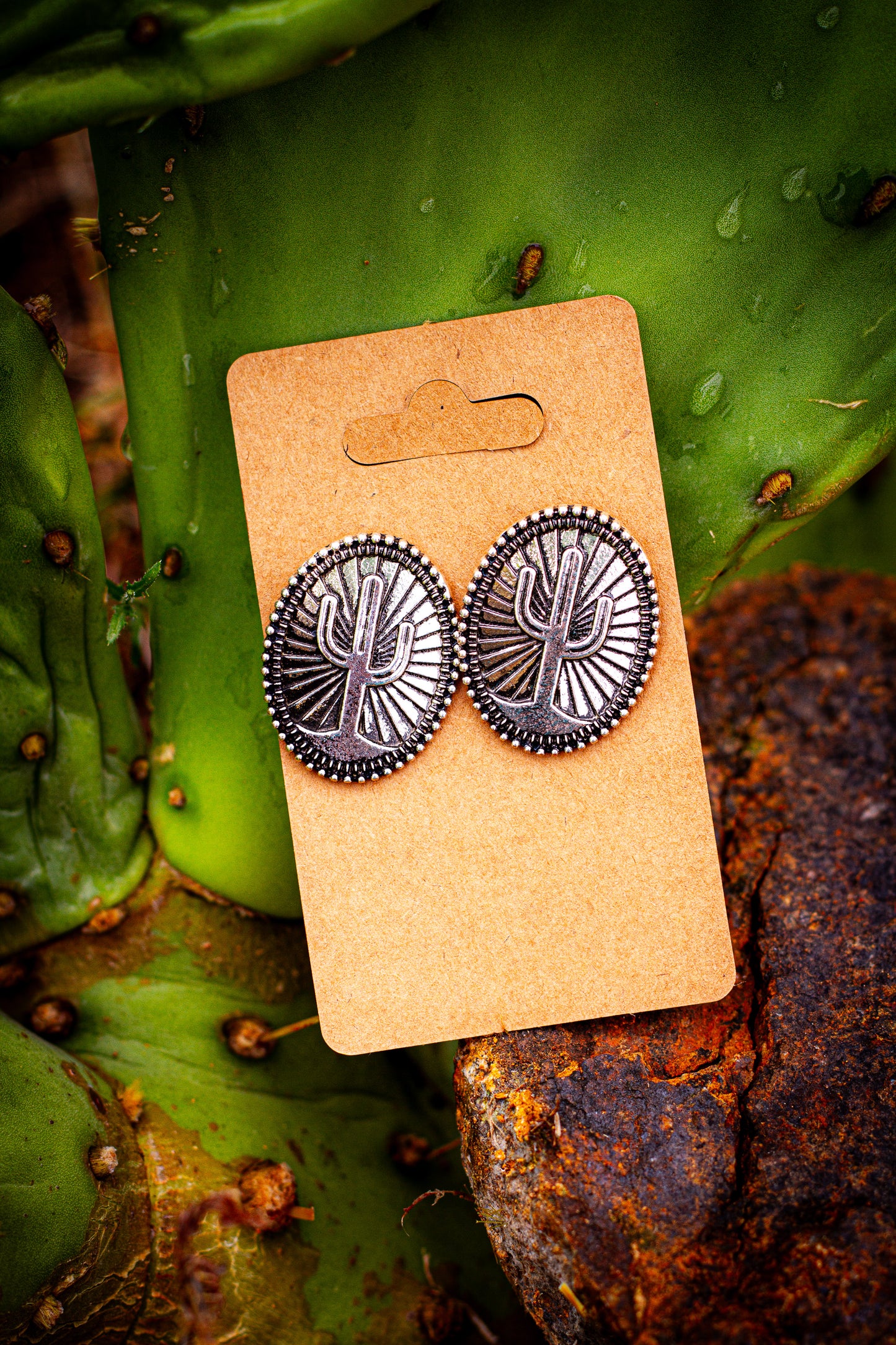 Silver Cactus stud earrings 