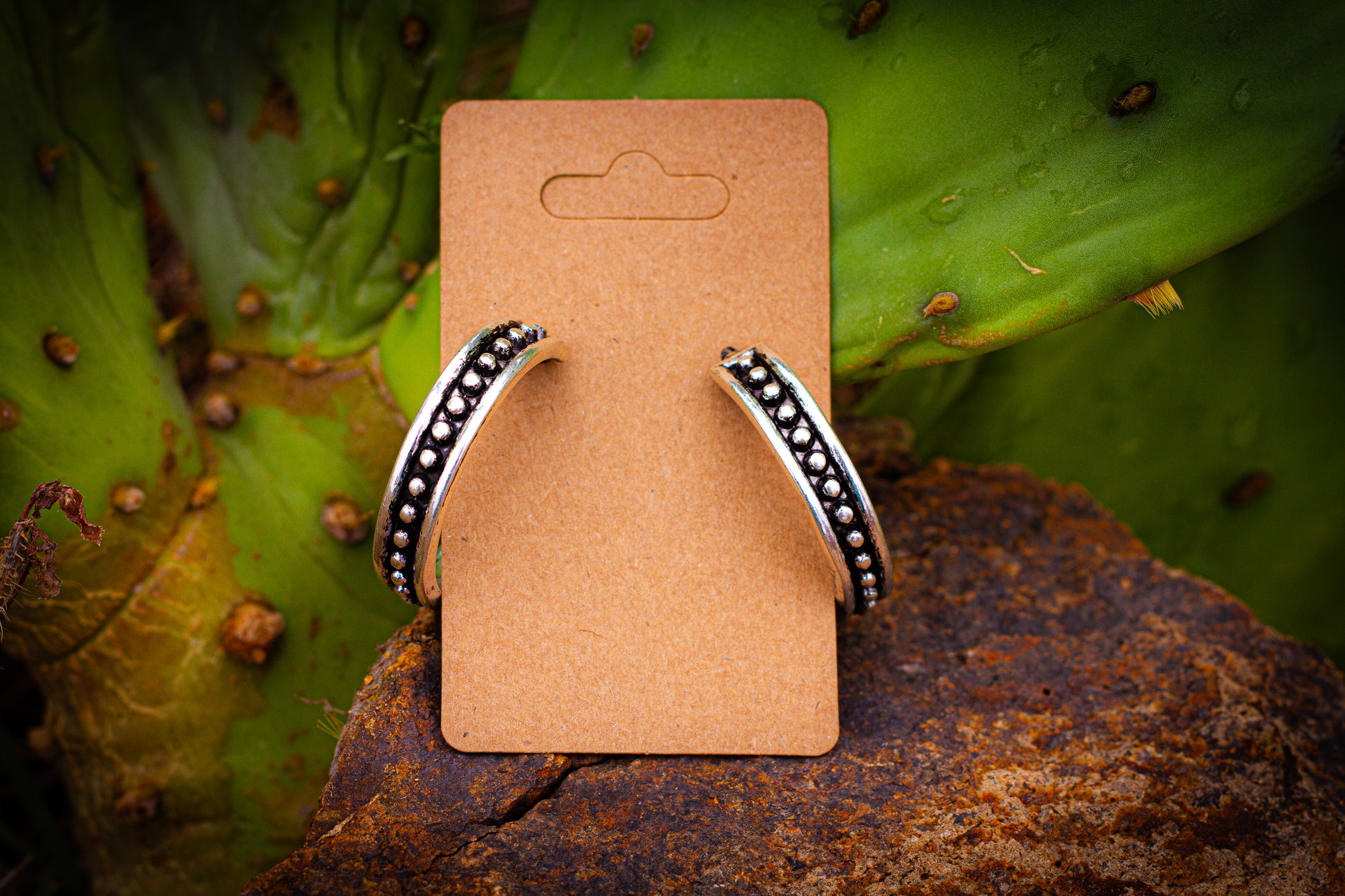 Silver bubble hoop earrings 