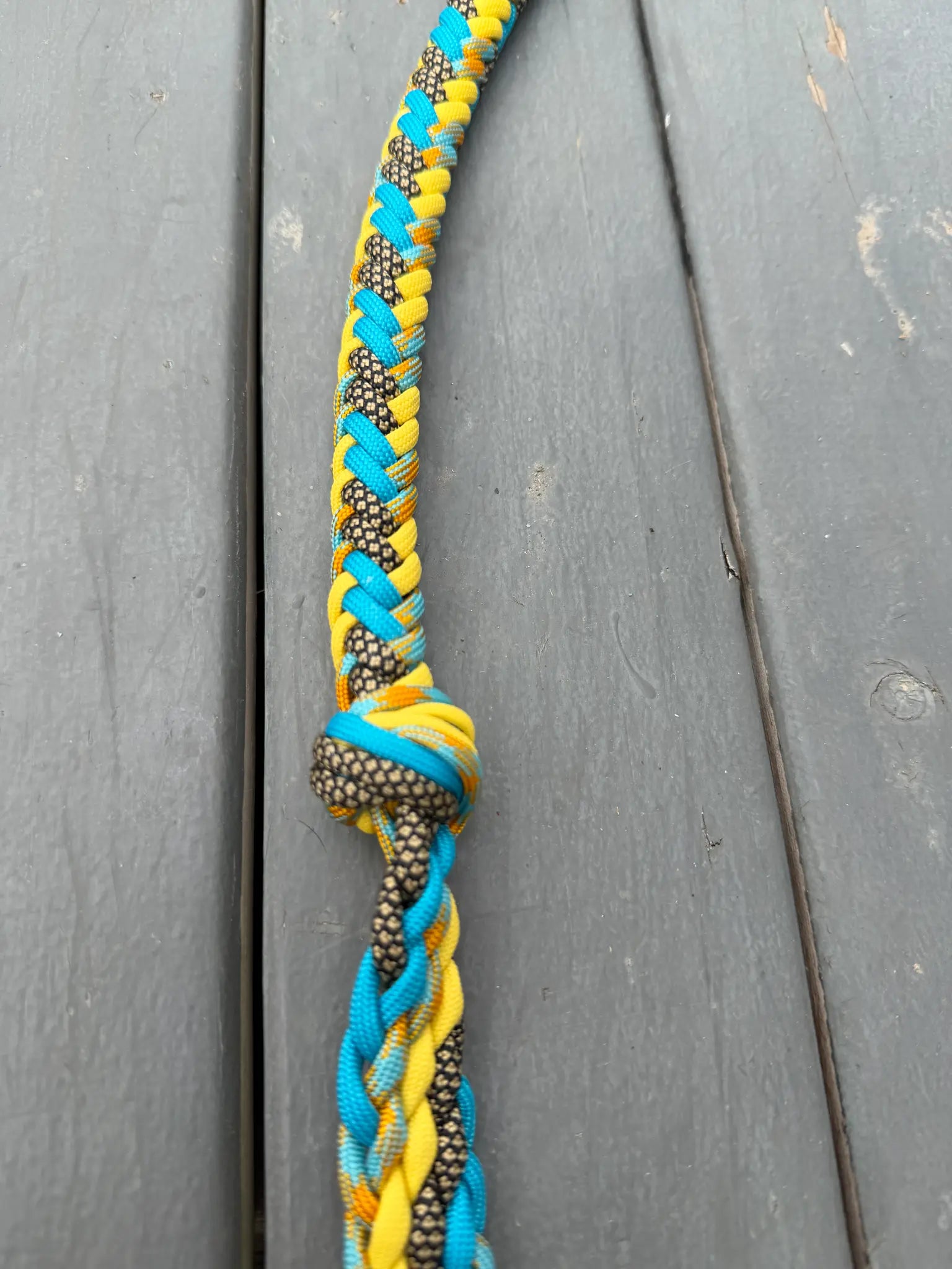 Turquoise yellow and black-gold pattern handmade -3H stabiliser reins for barrel racing, ready to ship