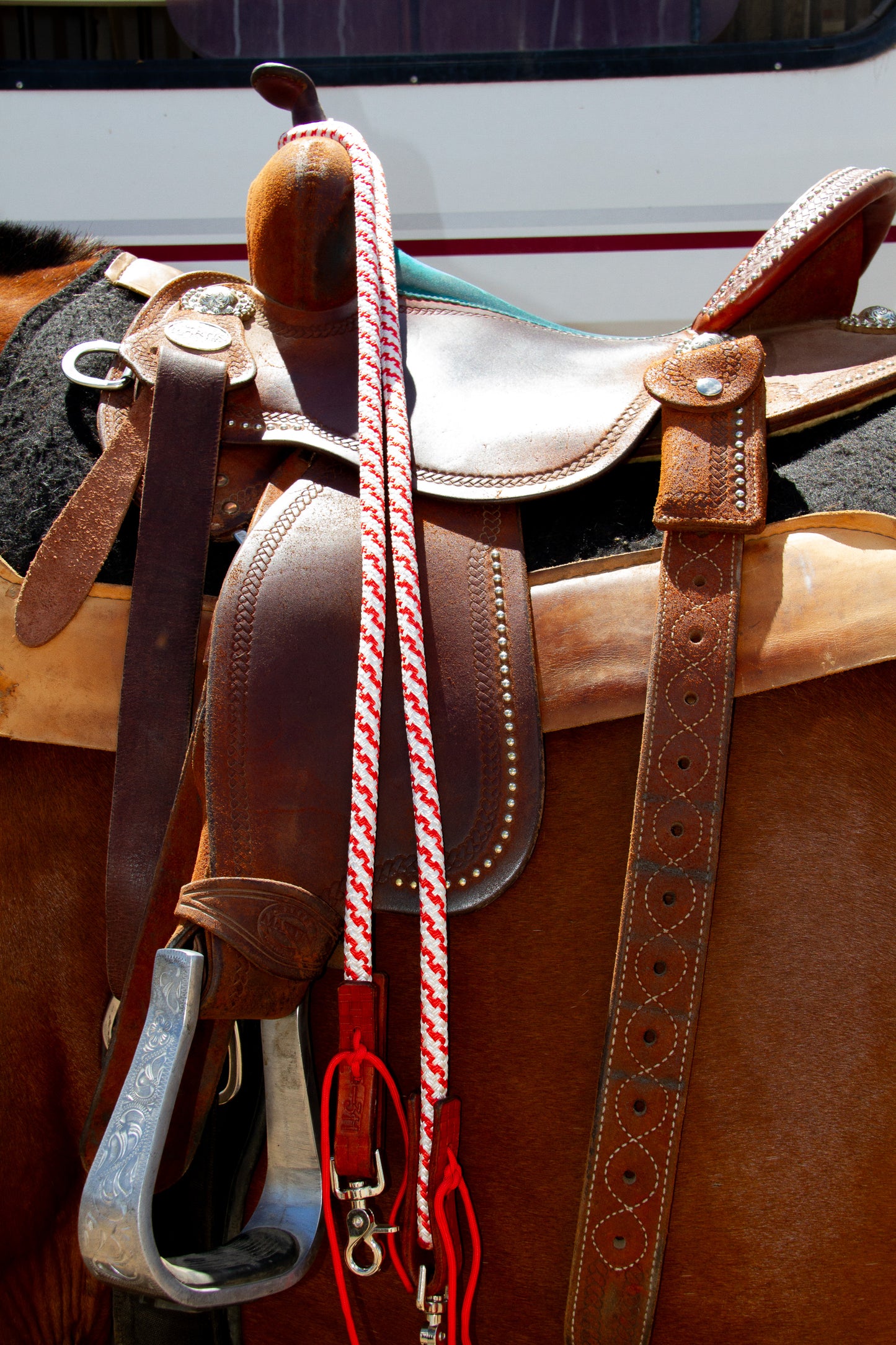 Rope Reins – 7ft with Leather Keepers & Trigger Snap - various colours