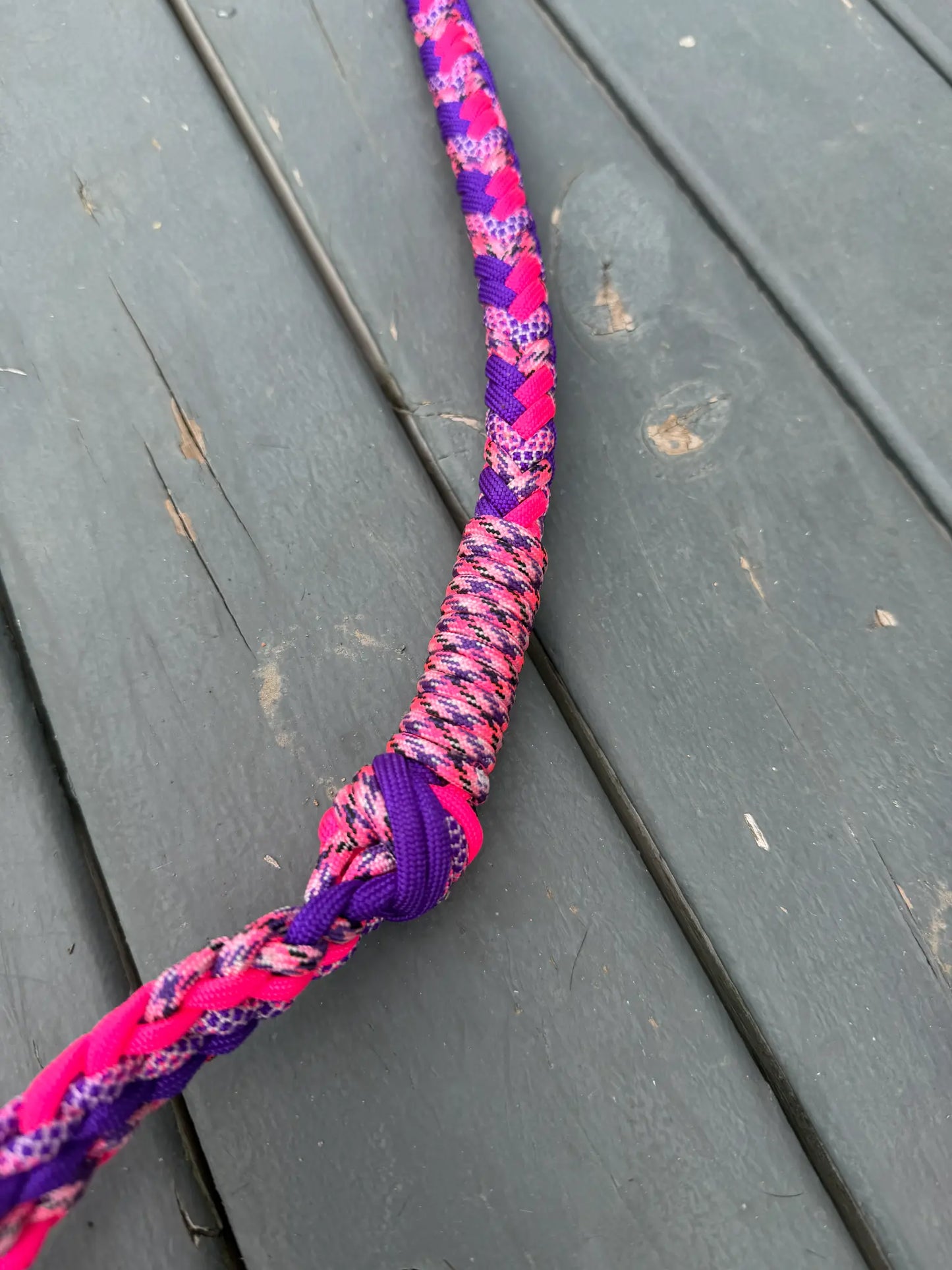 Hot pink purple and pattern handmade -3H stabiliser reins for barrel racing, ready to ship
