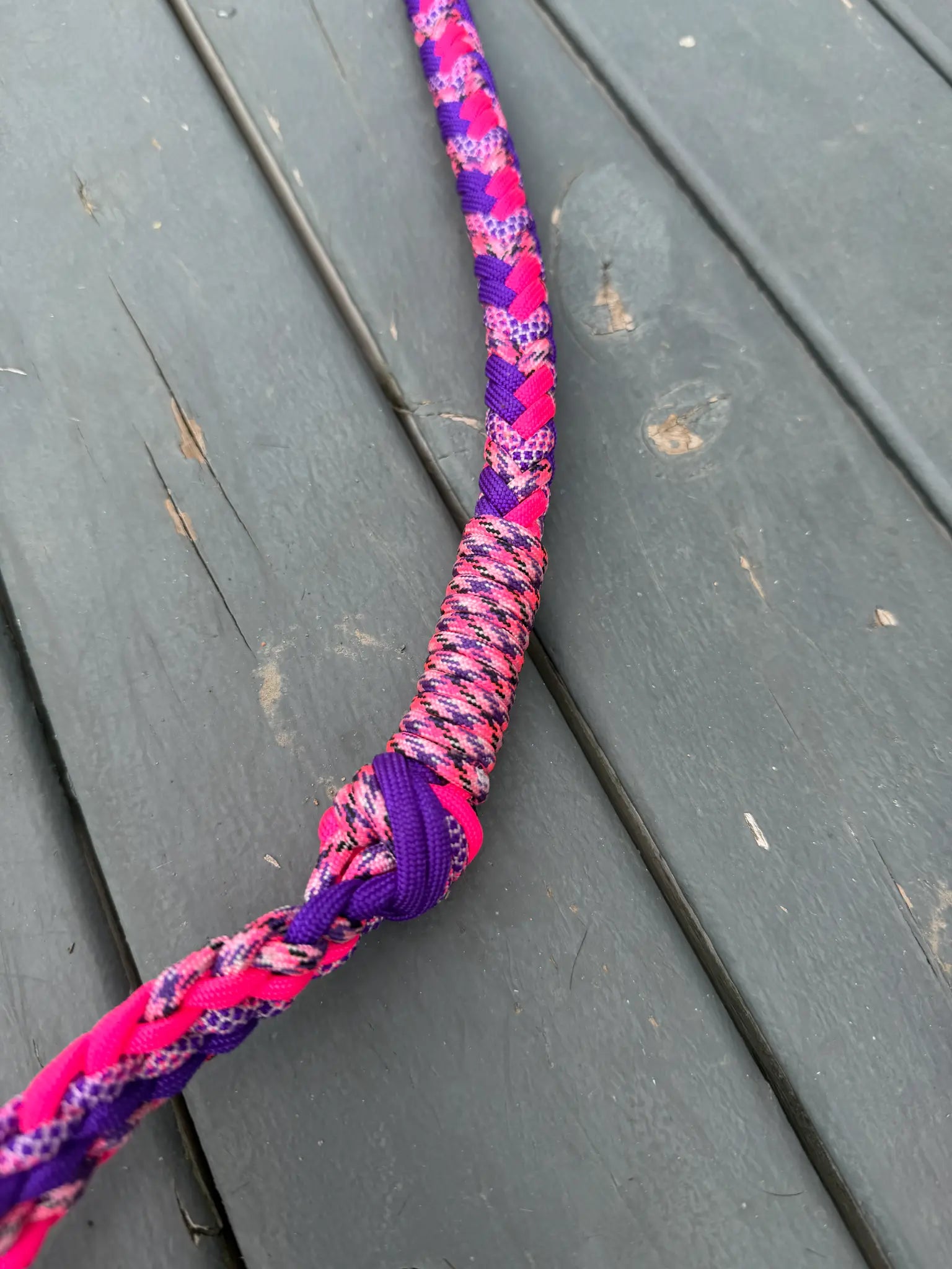 Hot pink purple and pattern handmade -3H stabiliser reins for barrel racing, ready to ship