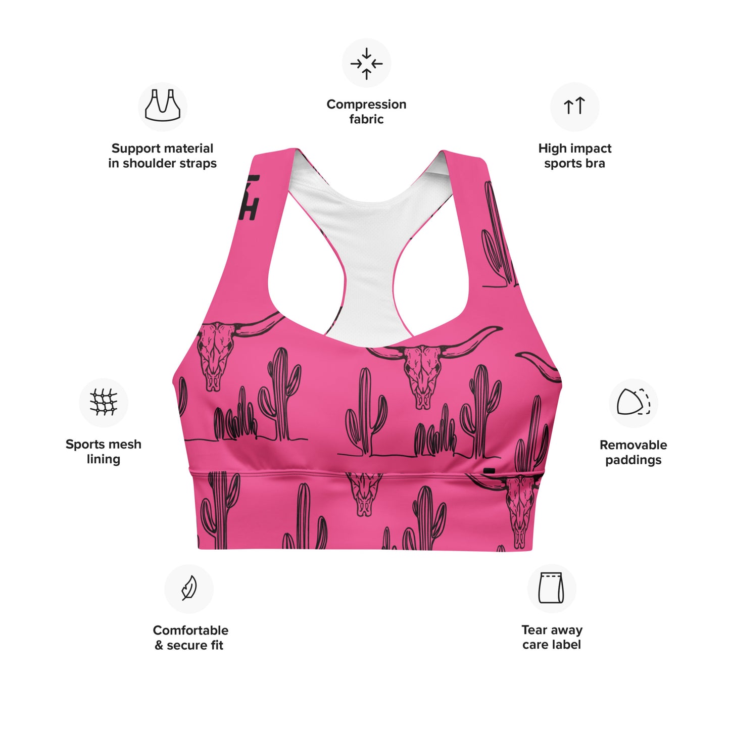 Pretty in Pink Longline sports bra
