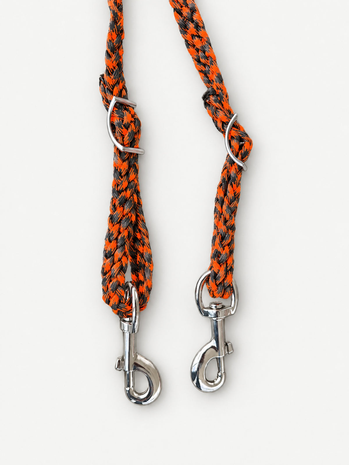 Orange & Black 3-strand roper reins — attachment fittings
