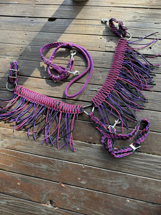 Pink & purple Unicorn Collar by bar3H Equine – Custom Western Tack Australia