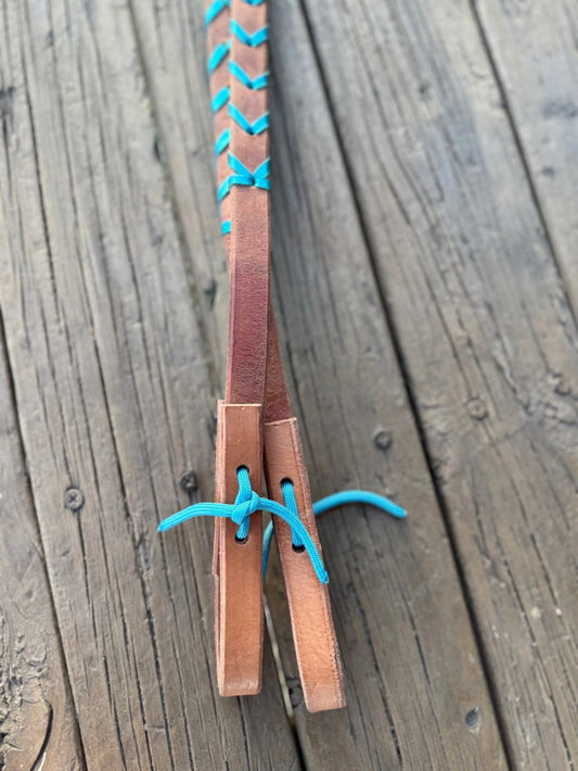 Herman Oak Leather Reins – Tan with Custom Kangaroo Lacing by bar3H Equine – Custom Western Tack Australia