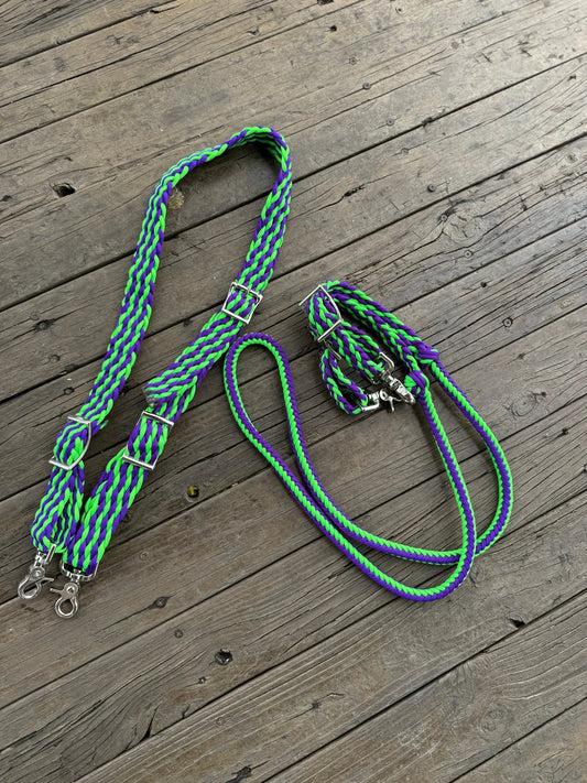 Neon Purple & Green - Bridle by bar3H Equine – Custom Western Tack Australia