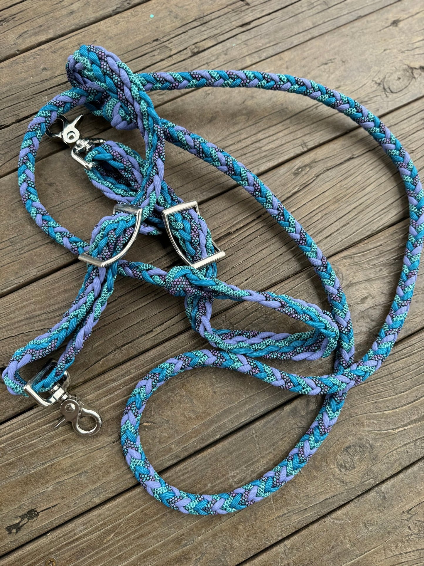 Ocean Blue & Lavender Reins by bar3H Equine – Custom Western Tack Australia