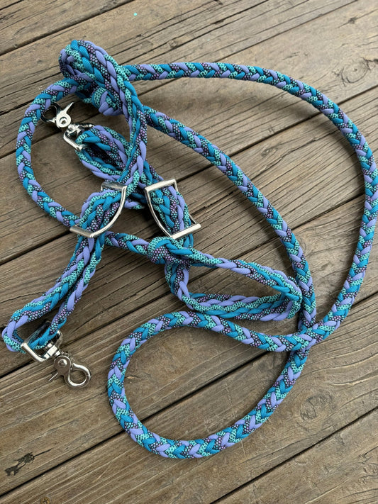 Ocean Blue & Lavender Reins by bar3H Equine – Custom Western Tack Australia
